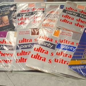 10 PAIR QUEEN SIZE ULTRA SHEER PANTYHOSE MULTIPLE COLORS SEE PICTURES